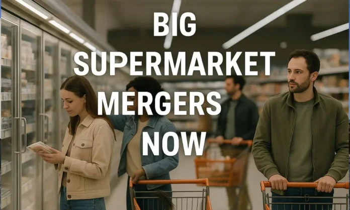 Shoppers inside a store during big supermarket mergers now