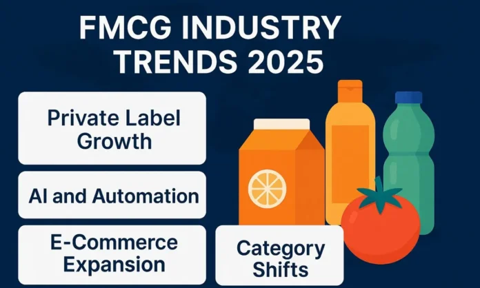FMCG industry trends 2025 featuring private label, e-commerce, AI, and category shifts