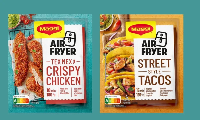 Maggi air fryer range packaging by Nestlé