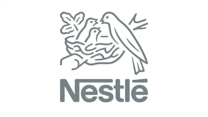 Nestlé logo with two birds on a nest above the word Nestlé.